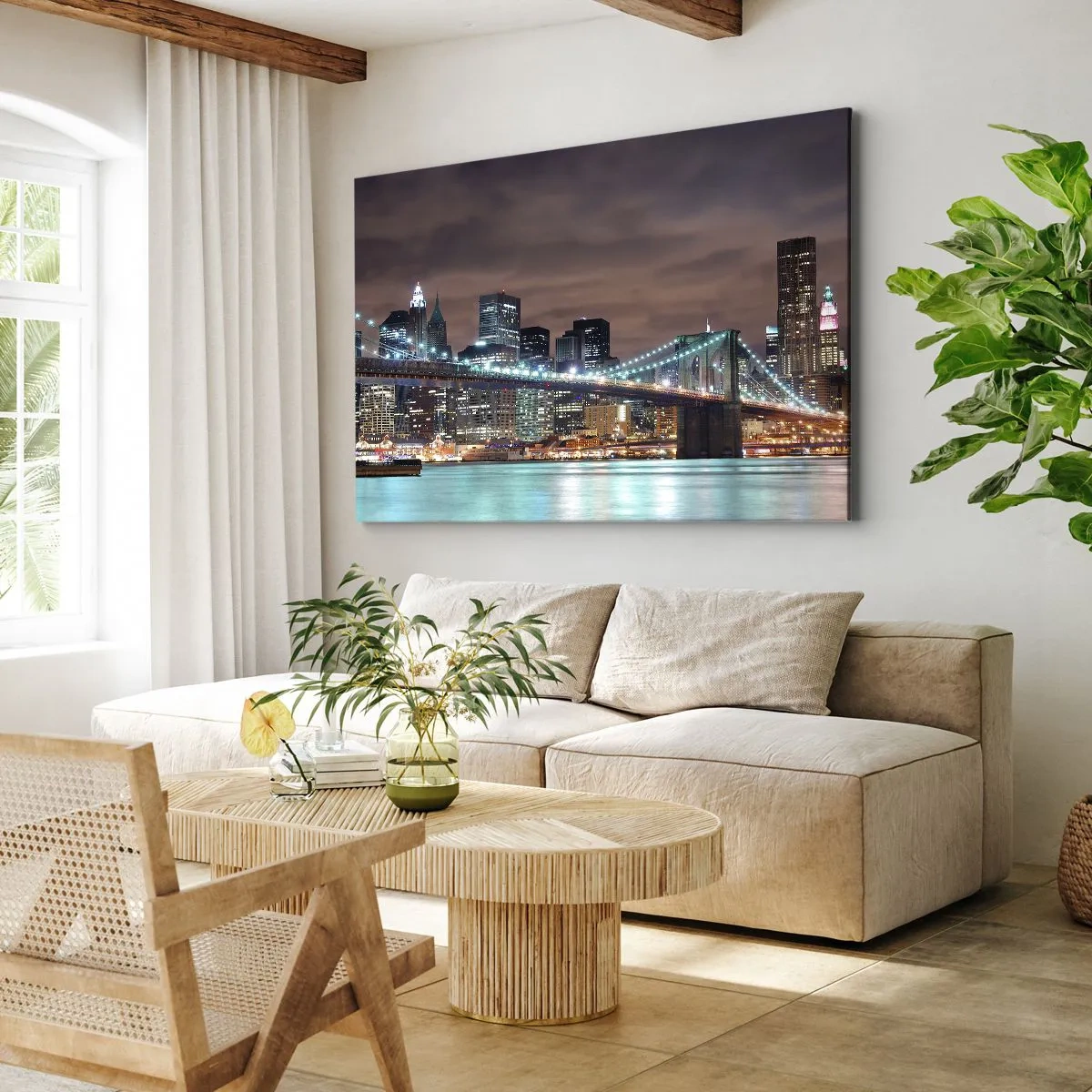 Canvastavla - Bild på duk - Storstadens ljus - 100x70 cm