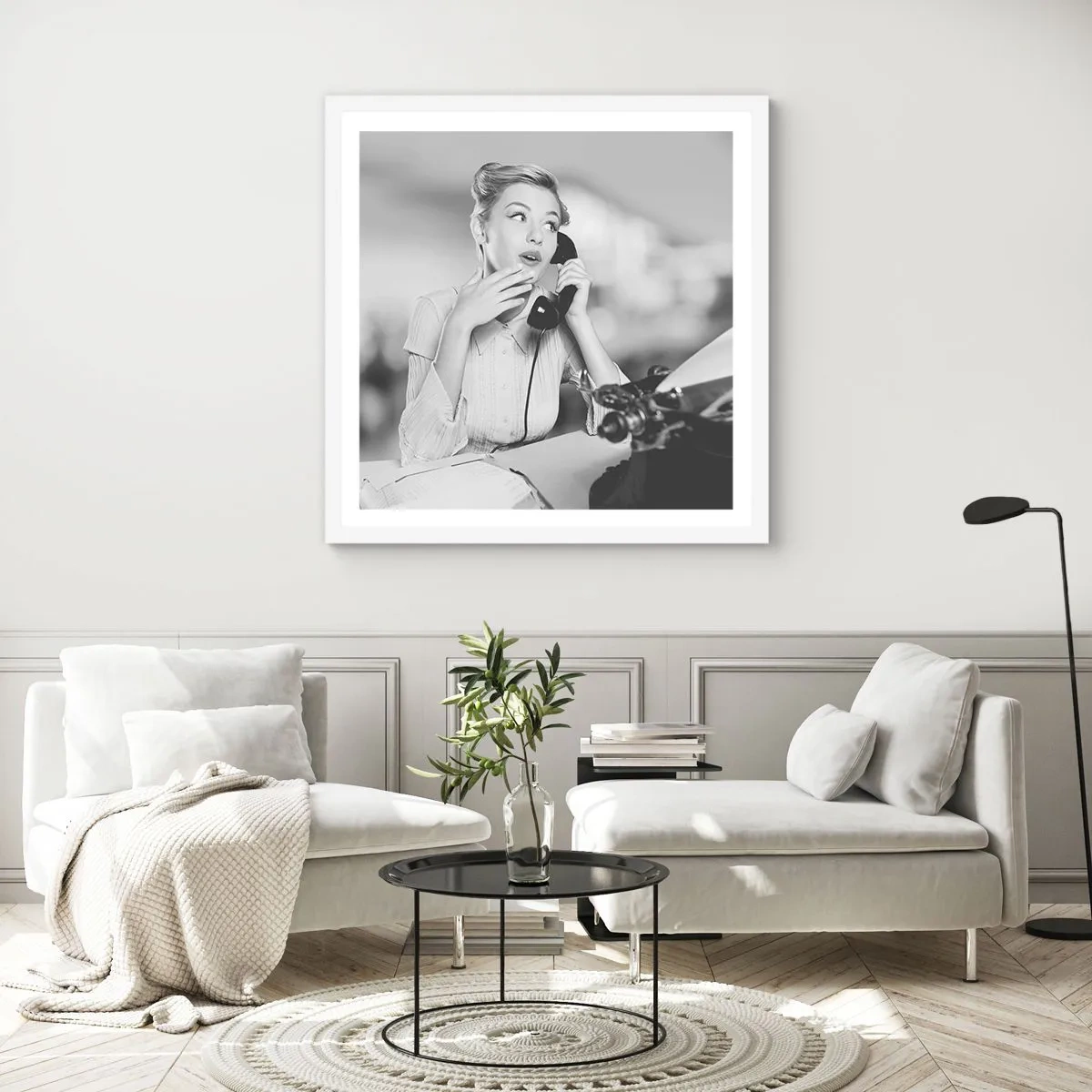 Affisch i vit ram - Hallå, tillbaka till 50-talet. - 60x60 cm