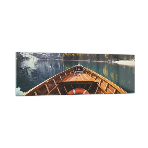 Glastavla - Bild på glas - Utflykt i fjällen - 160x50 cm