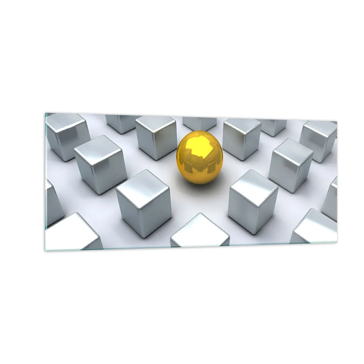 Glastavla - Bild på glas - Varför jag? Geometrisk komposition - 100x40 cm