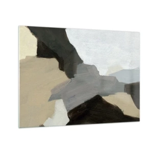 Glastavla - Bild på glas - En modern abstrakt komposition i grå nyanser - 70x50cm - Abstraktion: avgrening av det gråa - Modern väggdekoration för vardagsrum och sovrum ARTTOR