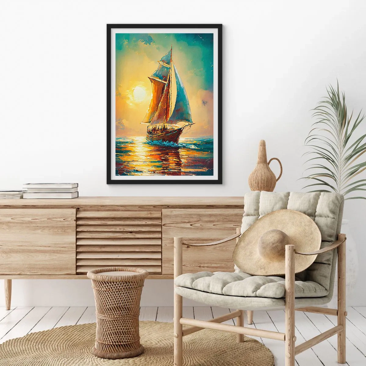 Affisch i svart ram - Under fulla segel - 50x70 cm