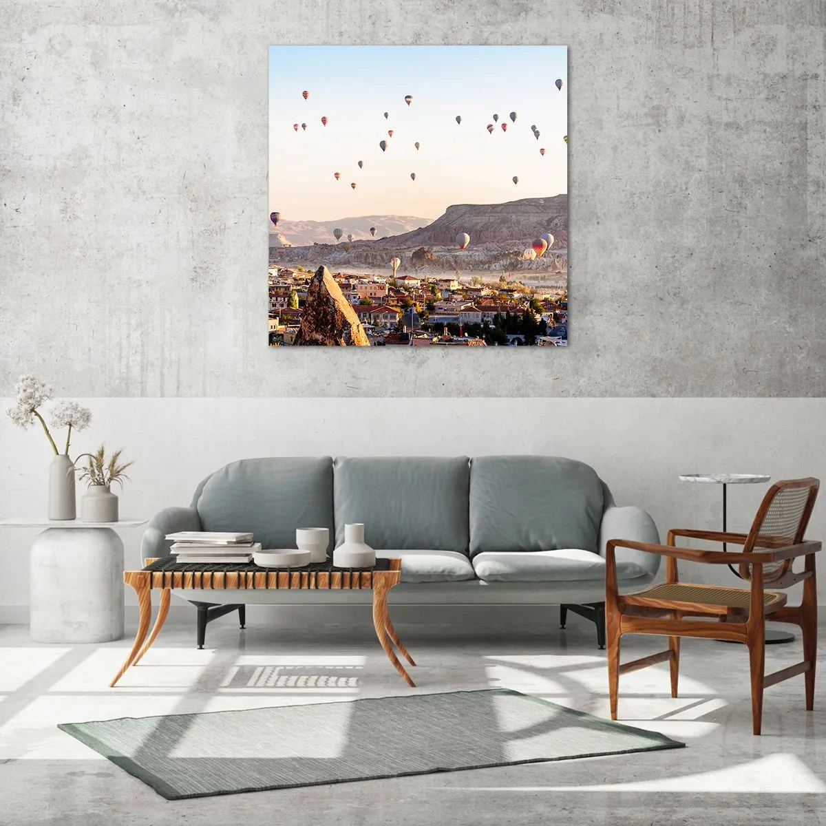 Glastavla - Bild på glas - Som båtar på himlen - 70x70 cm