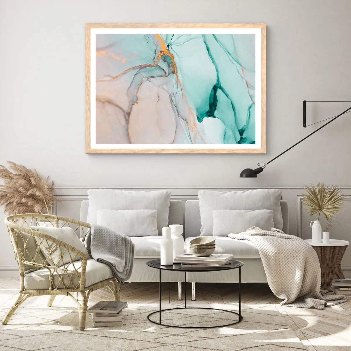 Affisch i ram av ljusek - Formernas och färgernas dans - 100x70 cm