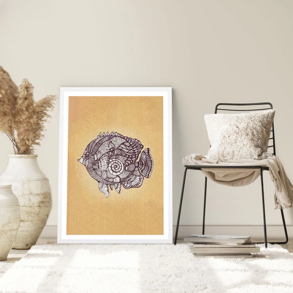 Affisch i vit ram - Från ett hav av ornament - 40x50 cm