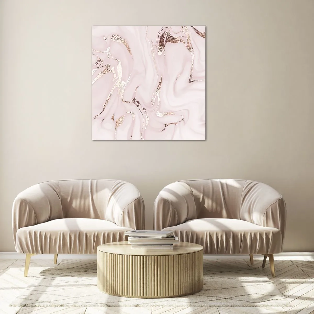 Glastavla - Bild på glas - Rosa raseri - 50x50 cm