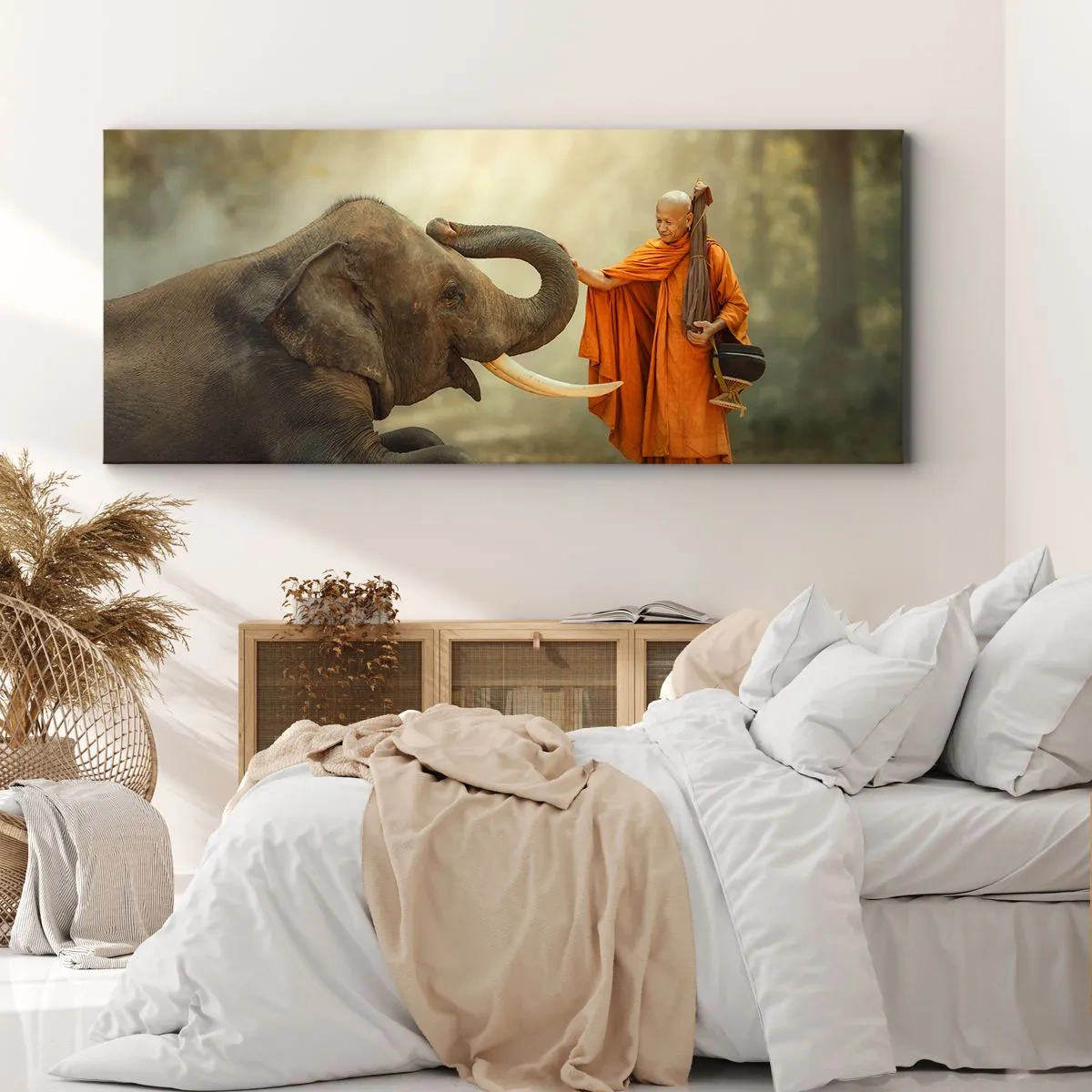 Canvastavla - Bild på duk - Ett möte under resan - 100x40 cm
