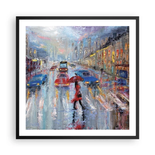 Affisch i svart ram - Regnig eftermiddag i staden - 60x60 cm
