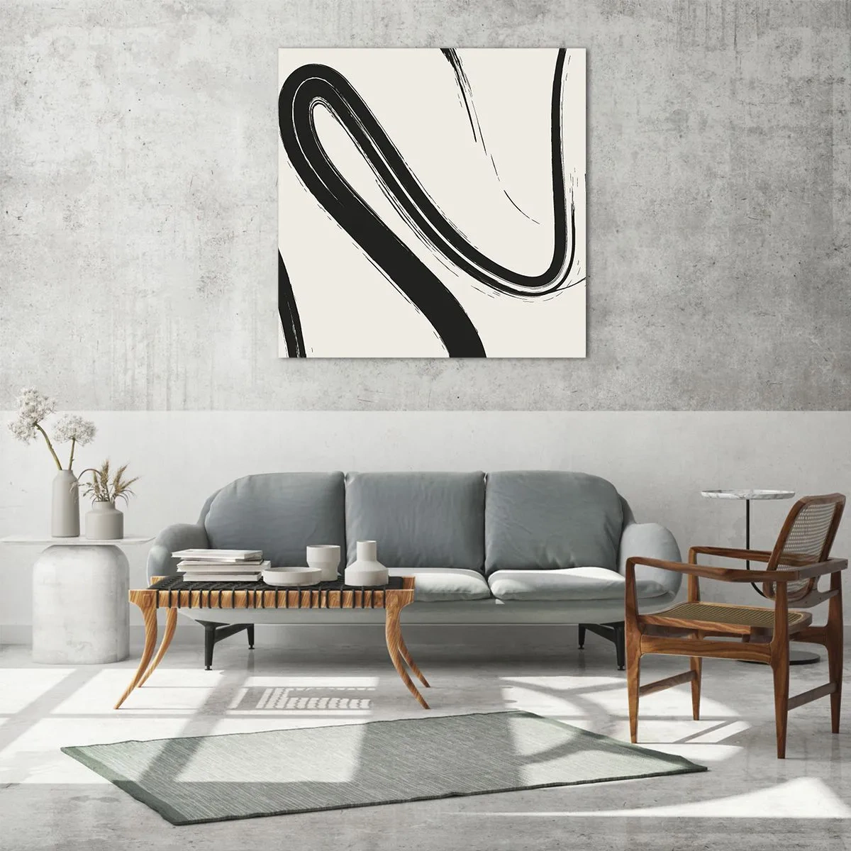 Glastavla - Bild på glas - Svart och vit elegans - 60x60 cm