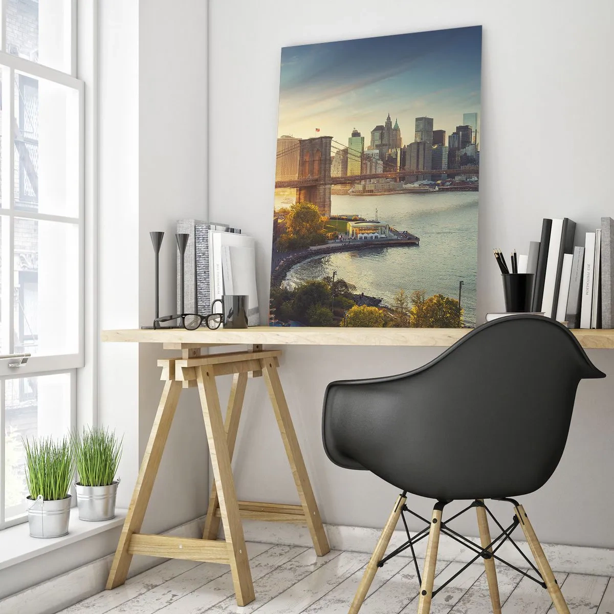 Glastavla - Bild på glas - Storstadsgryning - 50x70 cm