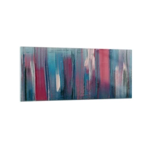 Glastavla - Bild på glas - Vertikal komposition i blått och rött - 120x50 cm