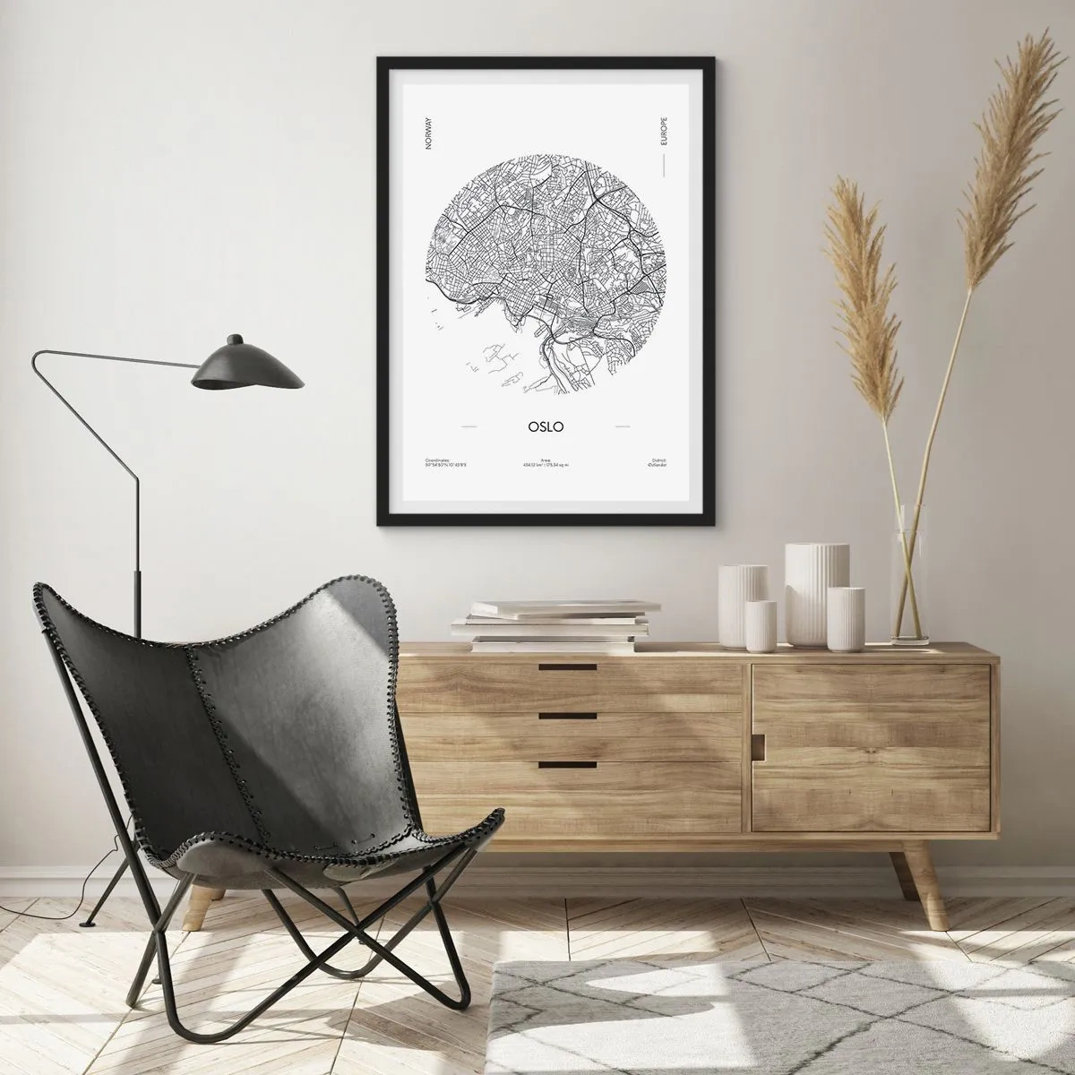 Affisch i svart ram - Oslos anatomi - 40x50 cm