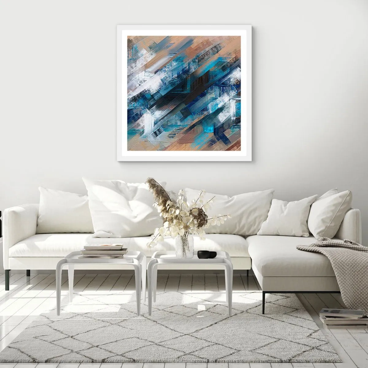 Affisch i vit ram - På en blå sluttning - 60x60 cm