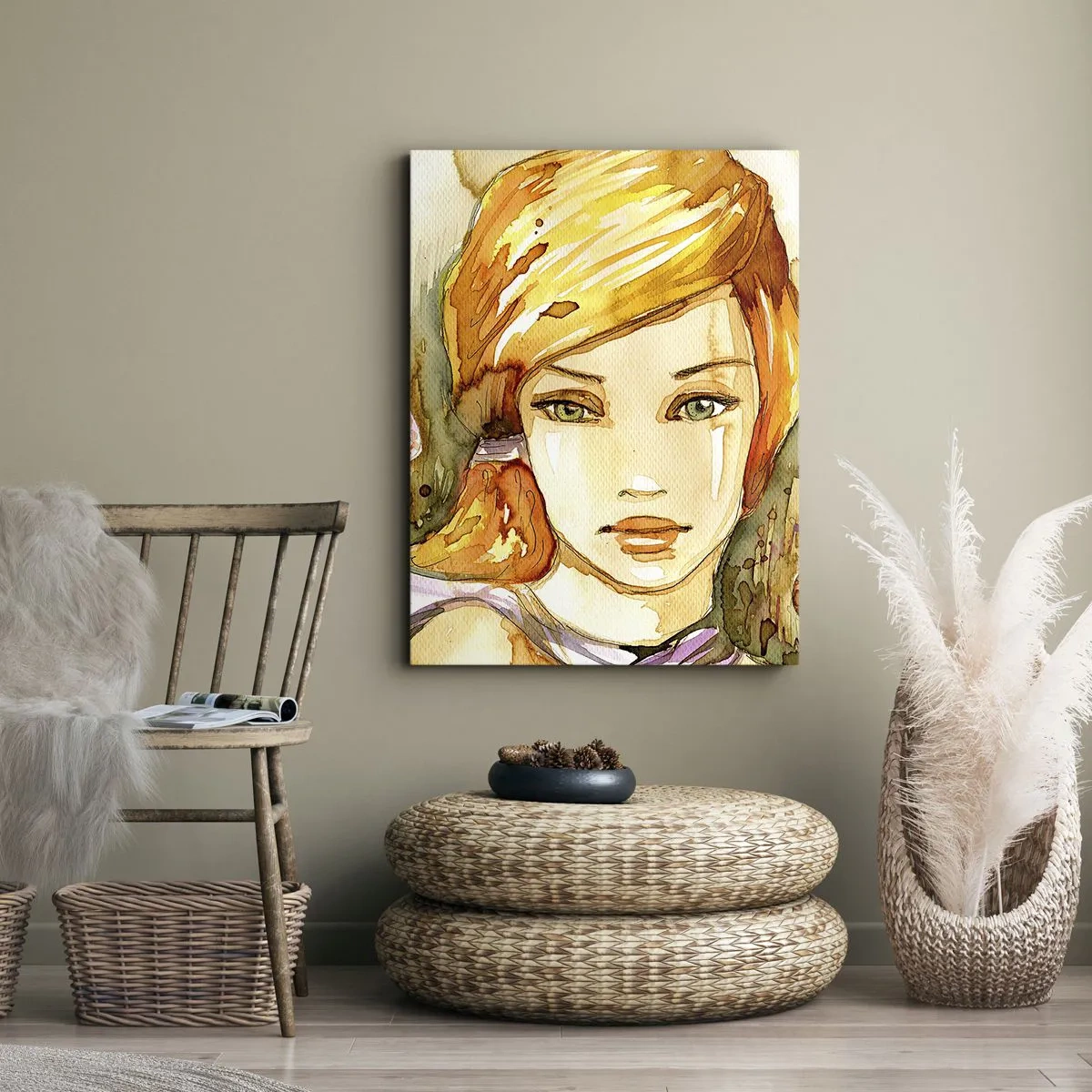 Canvastavla - Bild på duk - Smaragdblick som tystar ner ilska - 55x100 cm