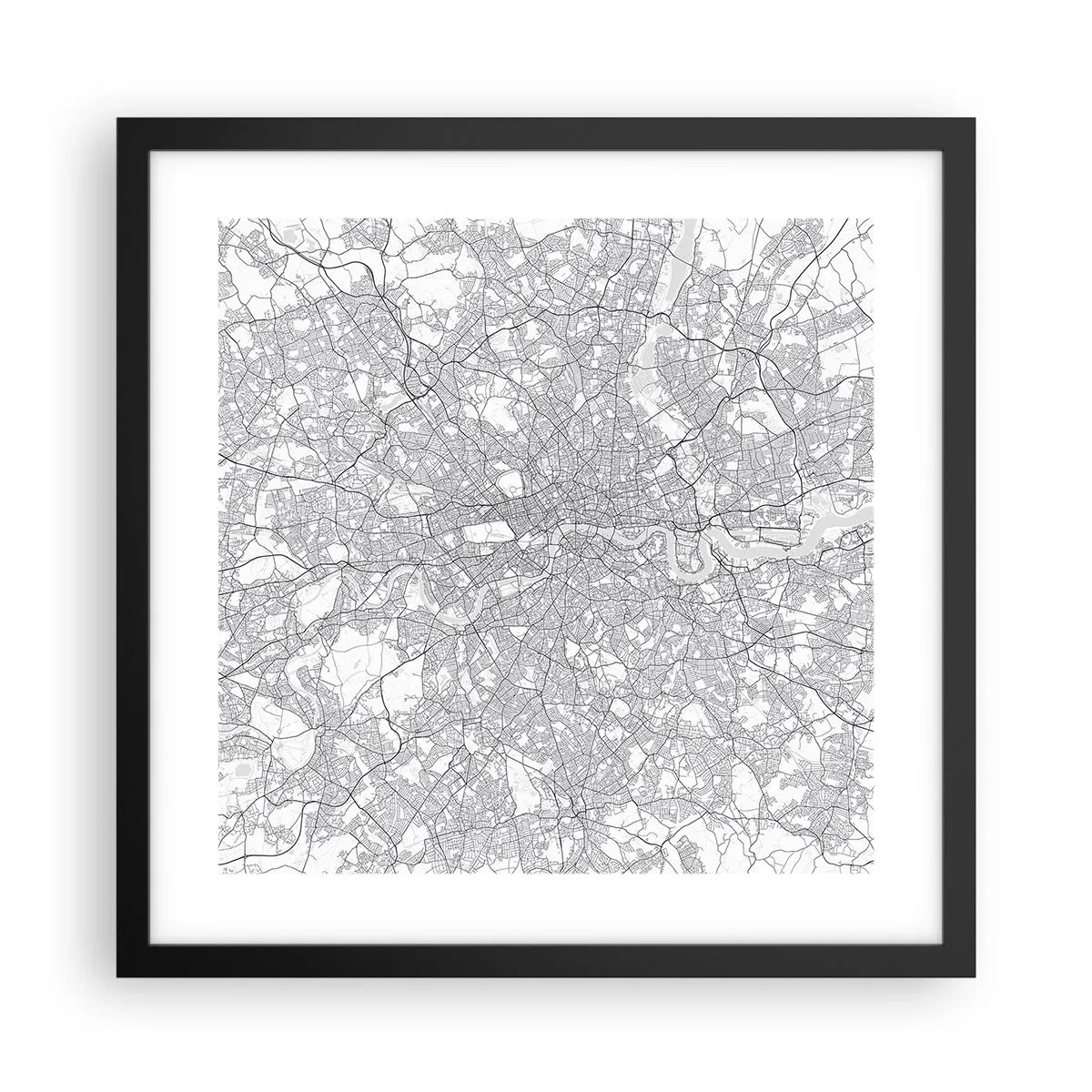 Affisch i svart ram - Karta över London-labyrinten - 40x40 cm