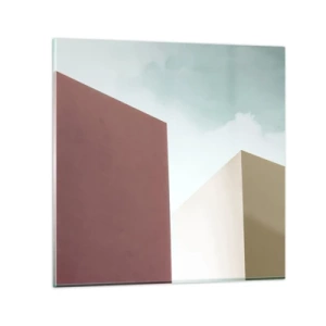 Glastavla - Bild på glas - Geometri av en solig sommar - 50x50 cm