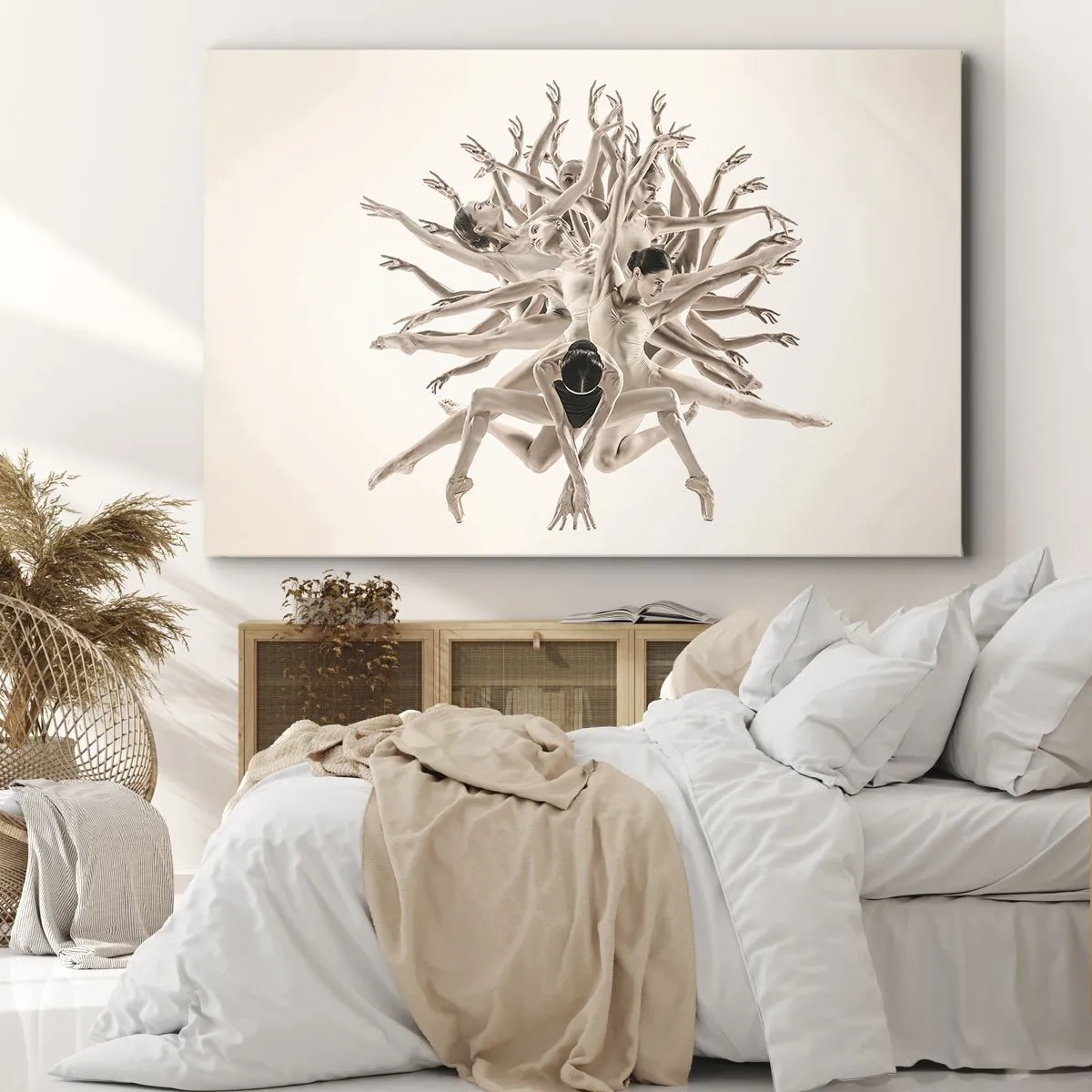 Canvastavla - Bild på duk - Abstrakt komposition av dansare i rörelse - 70x50cm - Blommar i dansen - Modern väggdekoration för vardagsrum och sovrum ARTTOR