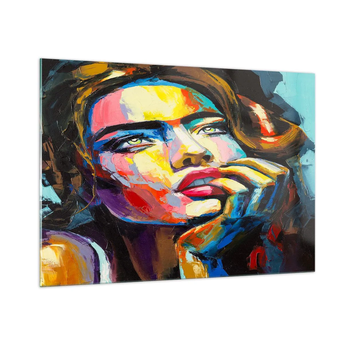 Glastavla - Bild på glas - Drömmar seglar i himlen som fåglar - 100x70 cm