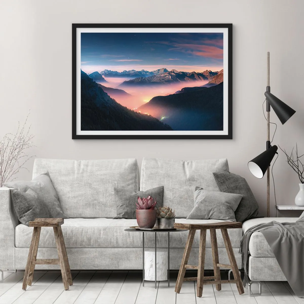 Affisch i svart ram - Ljus i dalarna - 70x50 cm