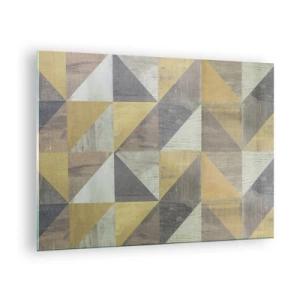 Glastavla - Bild på glas - Geometriskt mönster av trianglar i dämpade färger - 70x50cm - Under triangelns vinkel - Modern väggdekoration för vardagsrum och sovrum ARTTOR