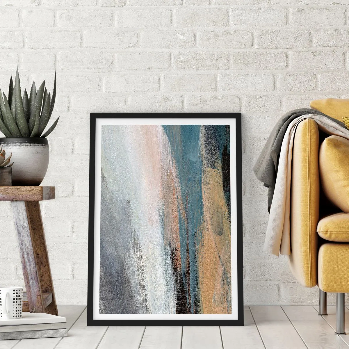 Affisch i svart ram - Abstraktion: nordligt landskap - 61x91 cm