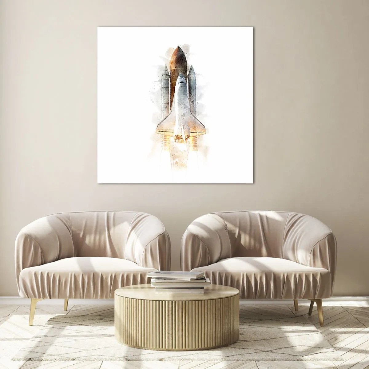 Glastavla - Bild på glas - Upptäckare efter start - 40x40 cm