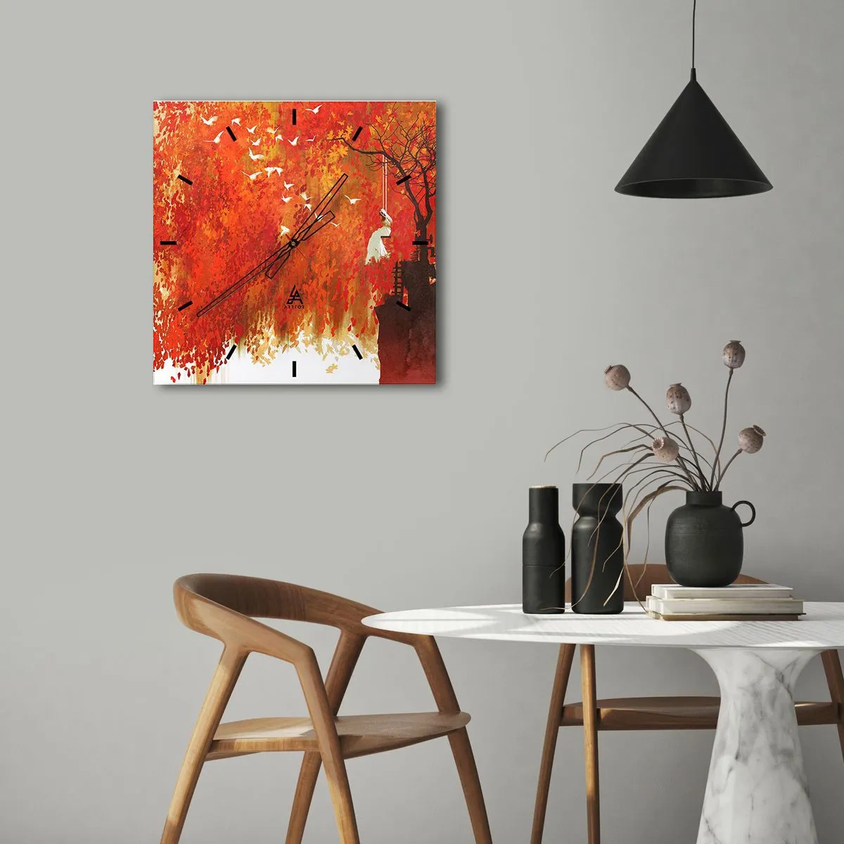 Väggklocka - Klocka på glas - Flyger hon med oss? - 30x30 cm