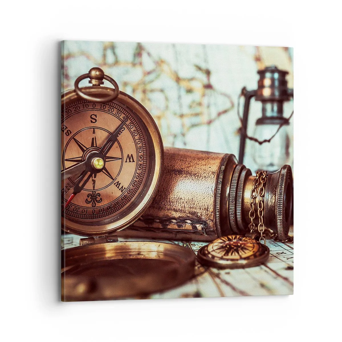 Canvastavla - Bild på duk - Piratäventyret i Karibien väntar - 70x70 cm