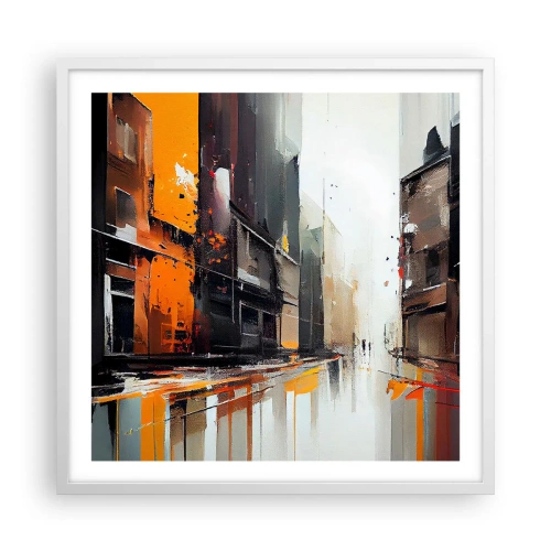 Affisch i vit ram - Regnig dag - 60x60 cm