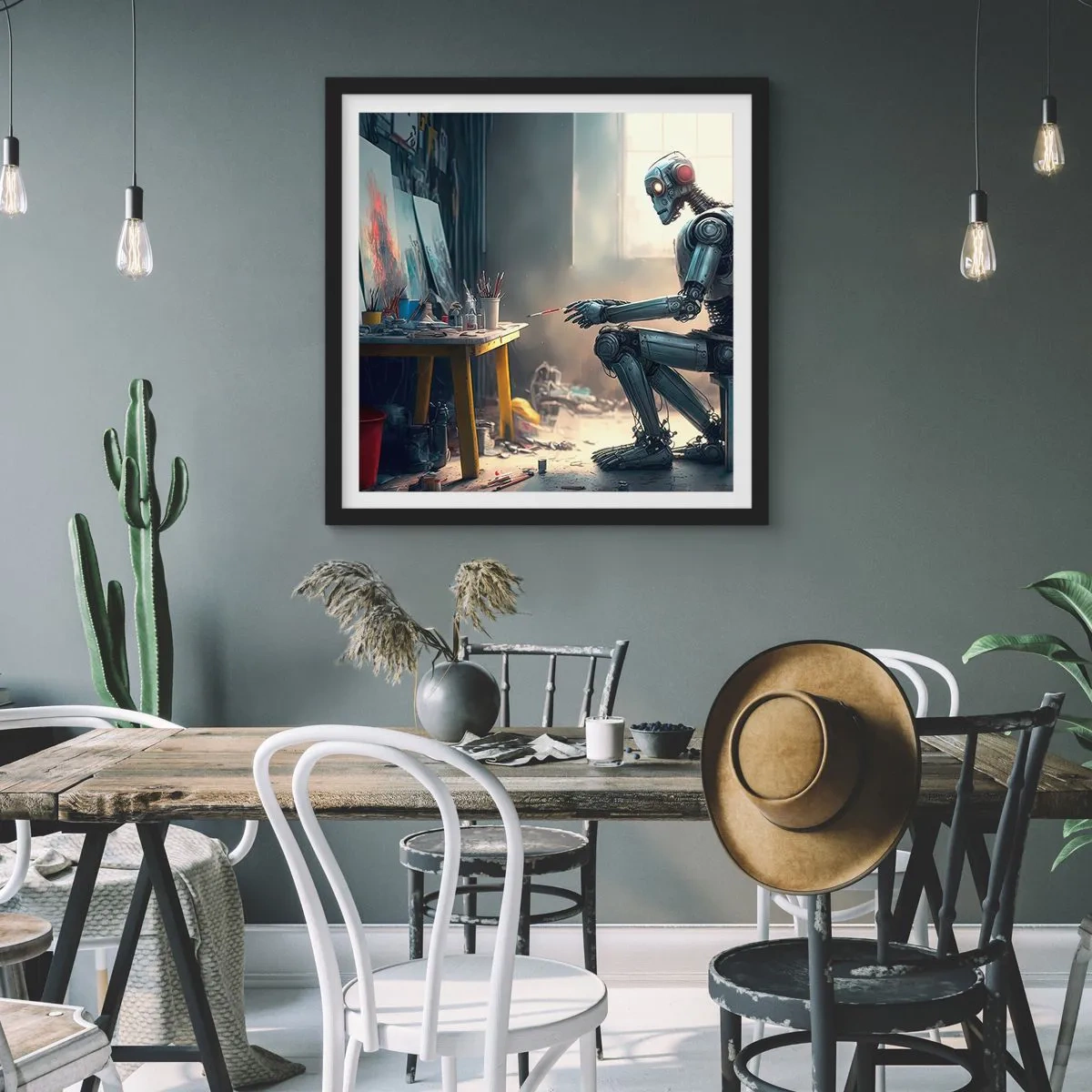 Affisch i svart ram - Den skapande handlingen - 60x60 cm