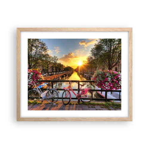 Affisch i ram av ljusek - Vårmorgon i Amsterdam - 50x40 cm