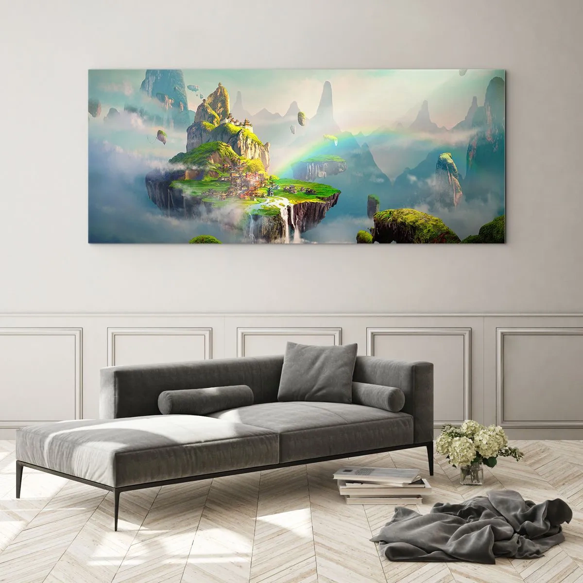 Glastavla - Bild på glas - Mellanhimmel - 140x50 cm
