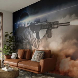 Självhäftande Fototapet Deluxe Sticker - Helt enkelt en hjälte - Militär, Vapen, Soldat - 150x105 cm