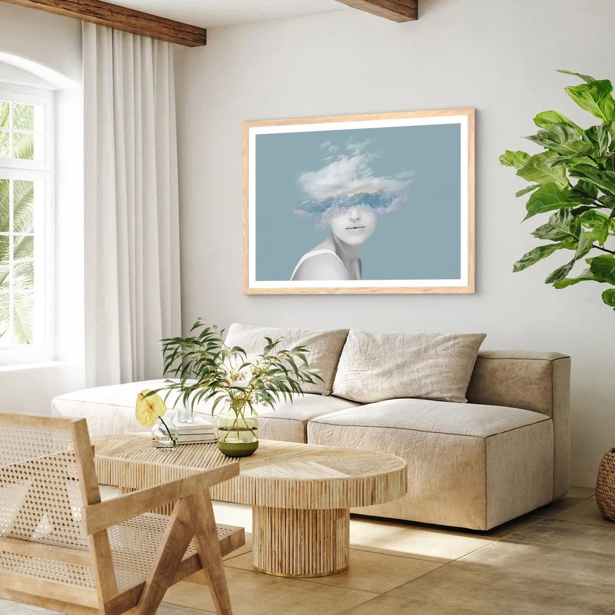 Affisch i ram av ljusek - Med huvudet i molnen - 91x61 cm