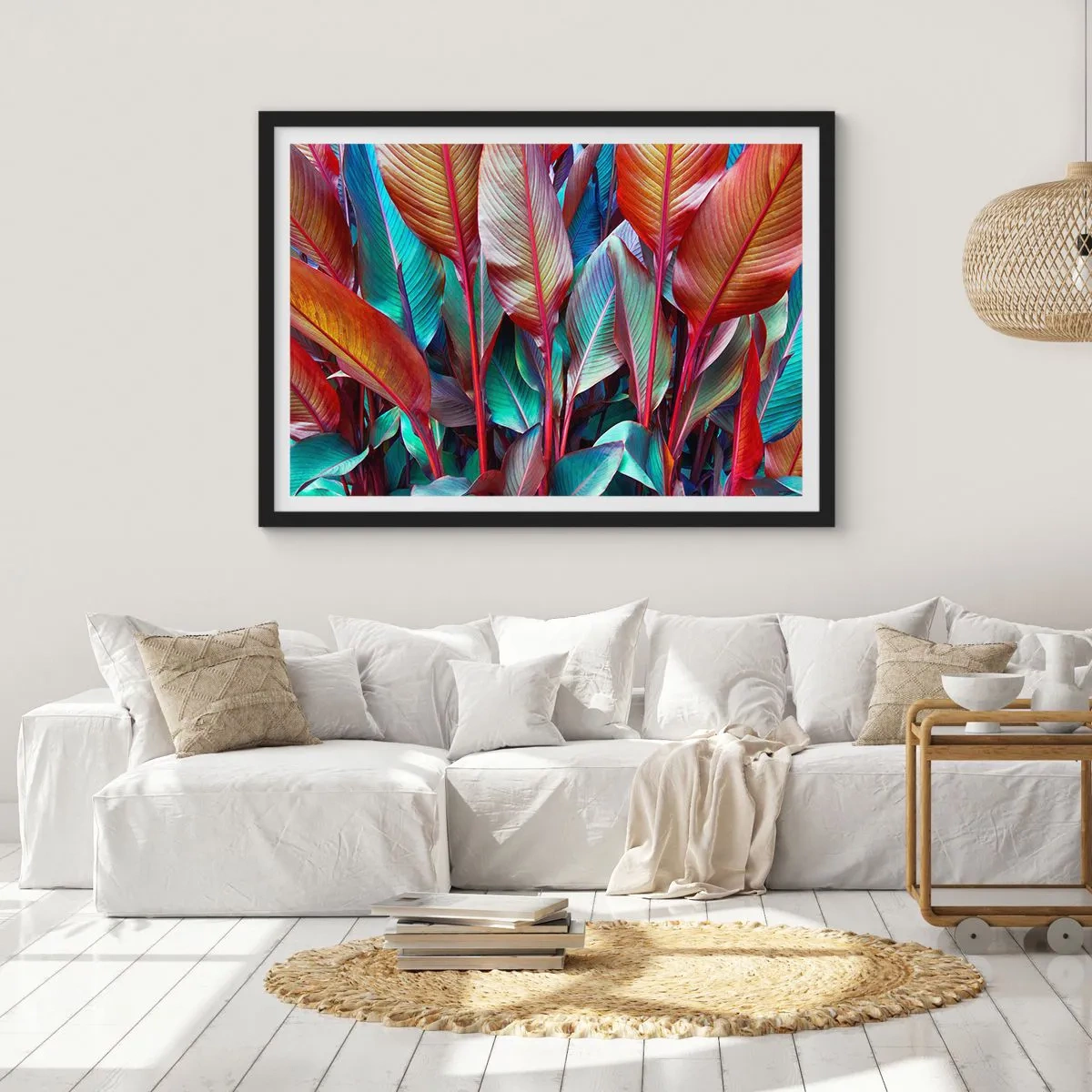 Affisch i svart ram - En färgglad tätskog - 70x50 cm