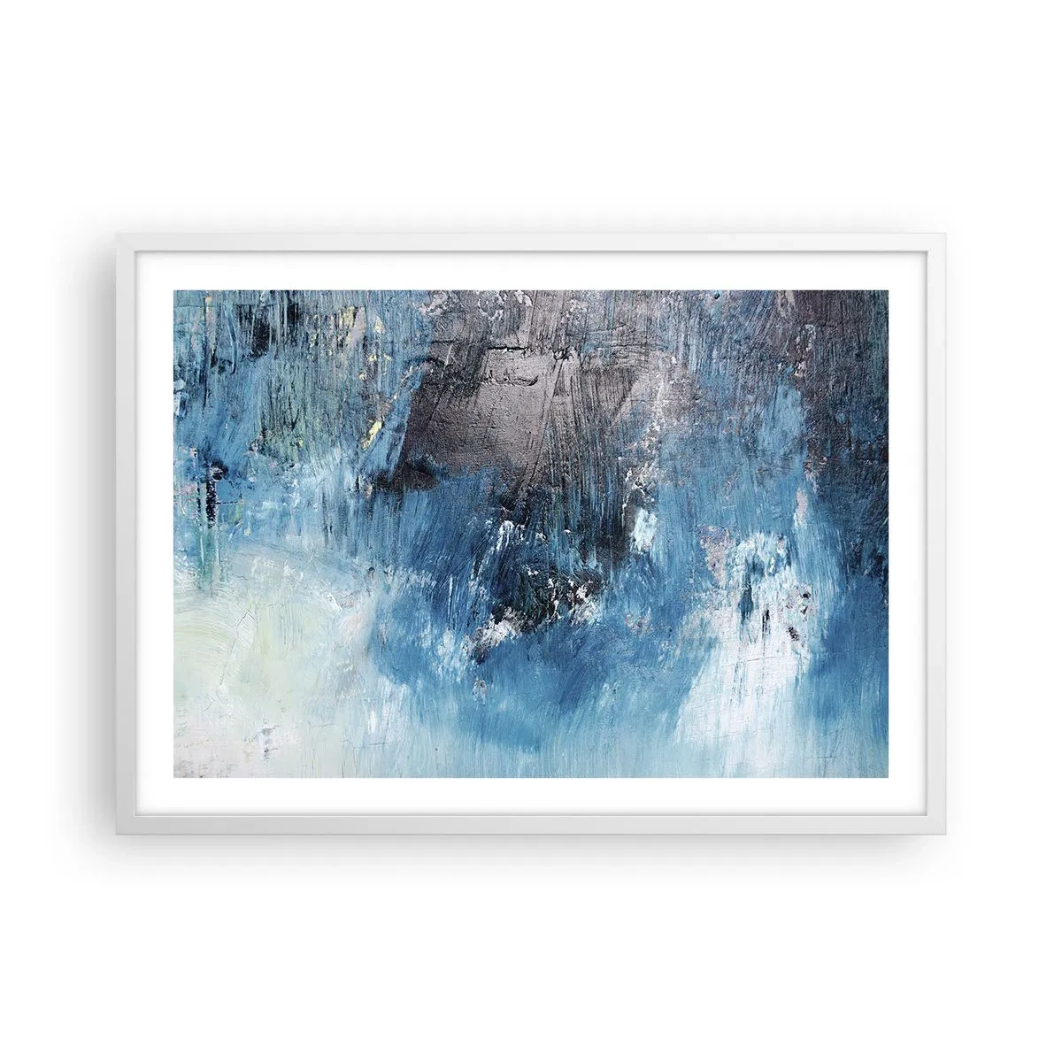 Affisch i vit ram - Blå rapsodi - 70x50 cm