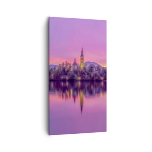 Canvastavla - Bild på duk - Sagoön i solnedgången  - 55x100 cm