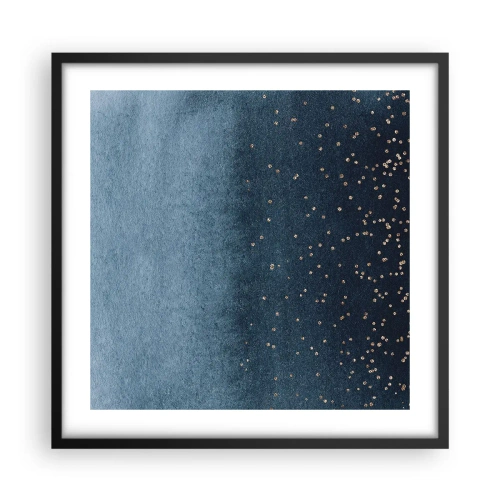 Affisch i svart ram - Komposition – blåa faser - 50x50 cm
