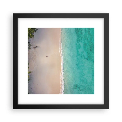 Affisch i svart ram - En strand i paradiset - 30x30 cm