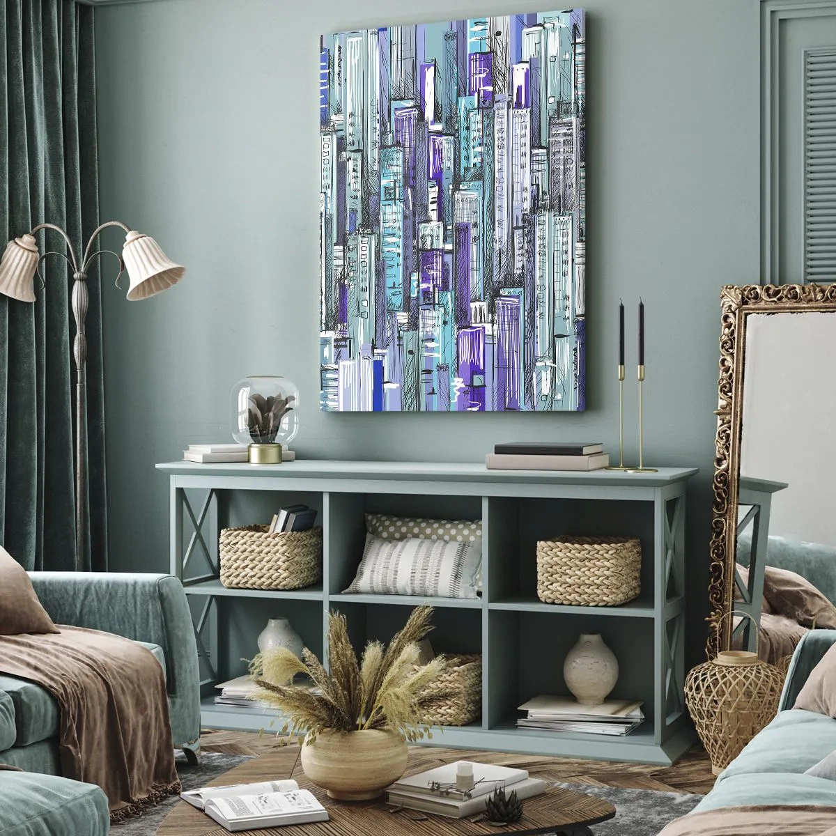Canvastavla - Bild på duk - Blått från himlen - 50x70 cm