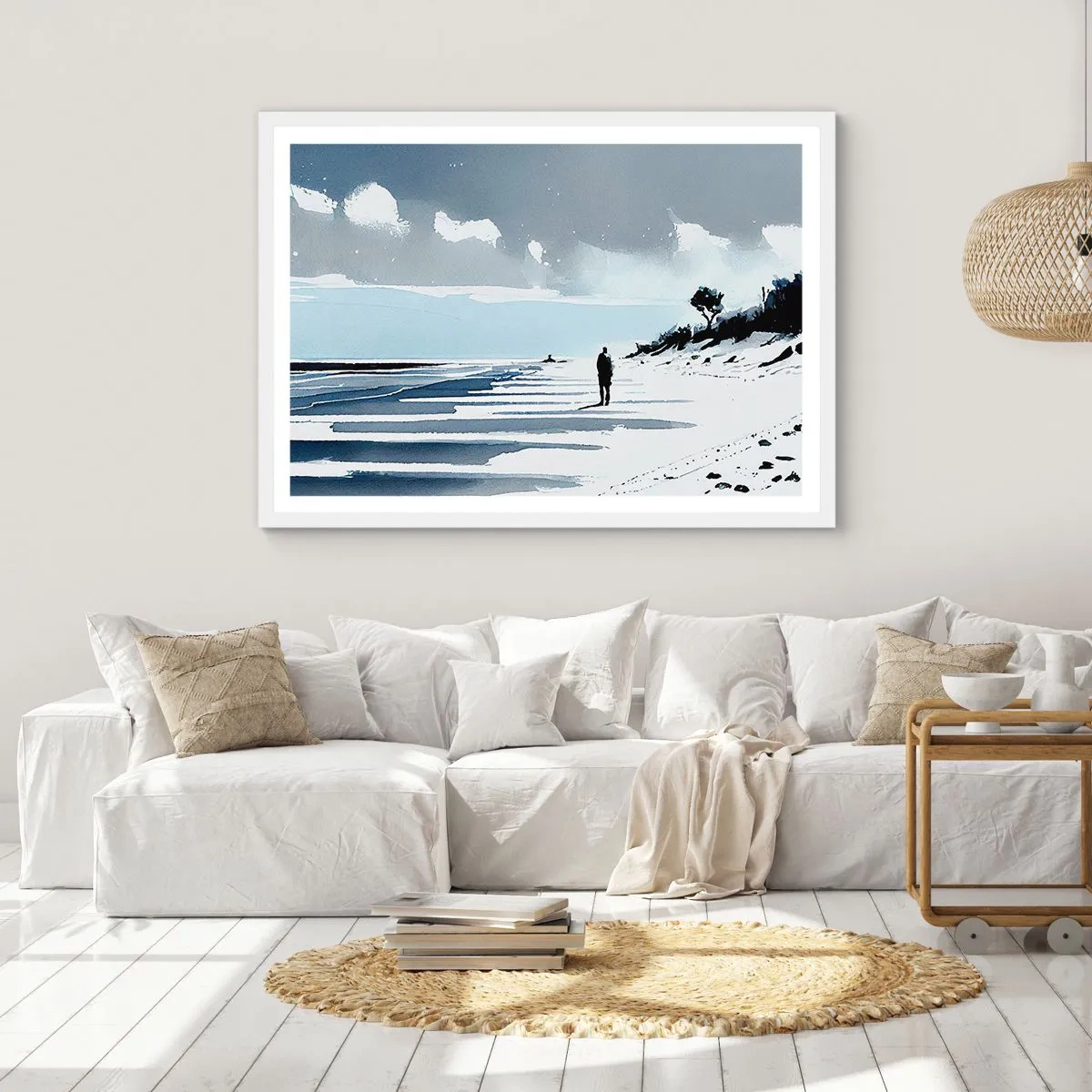 Affisch i vit ram - Ensam - 40x30 cm