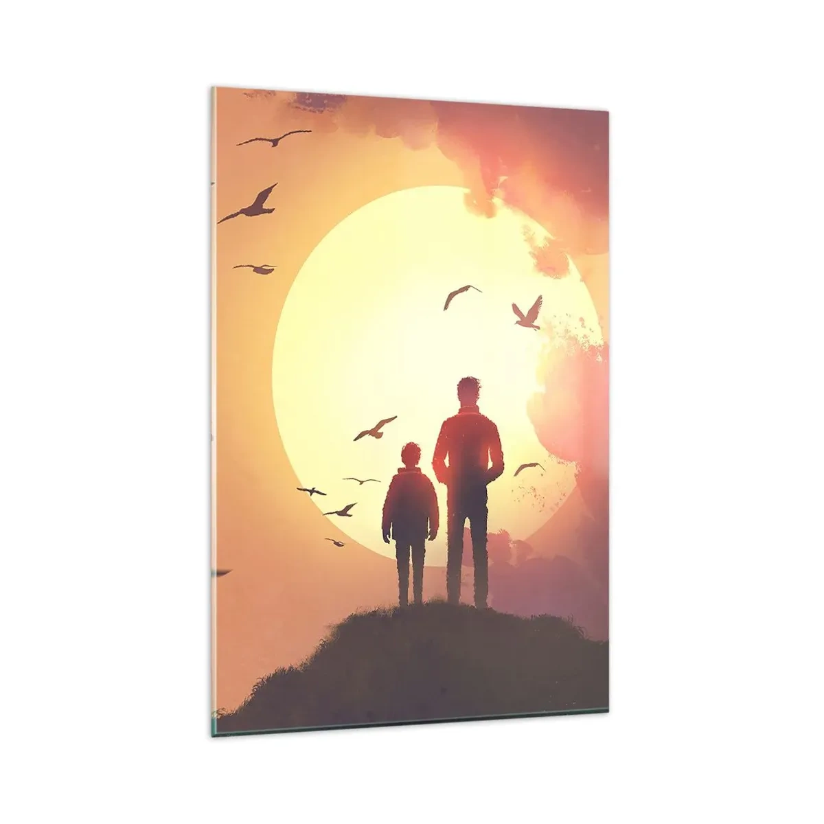 Glastavla - Bild på glas - Öga mot öga med solen - 80x120 cm