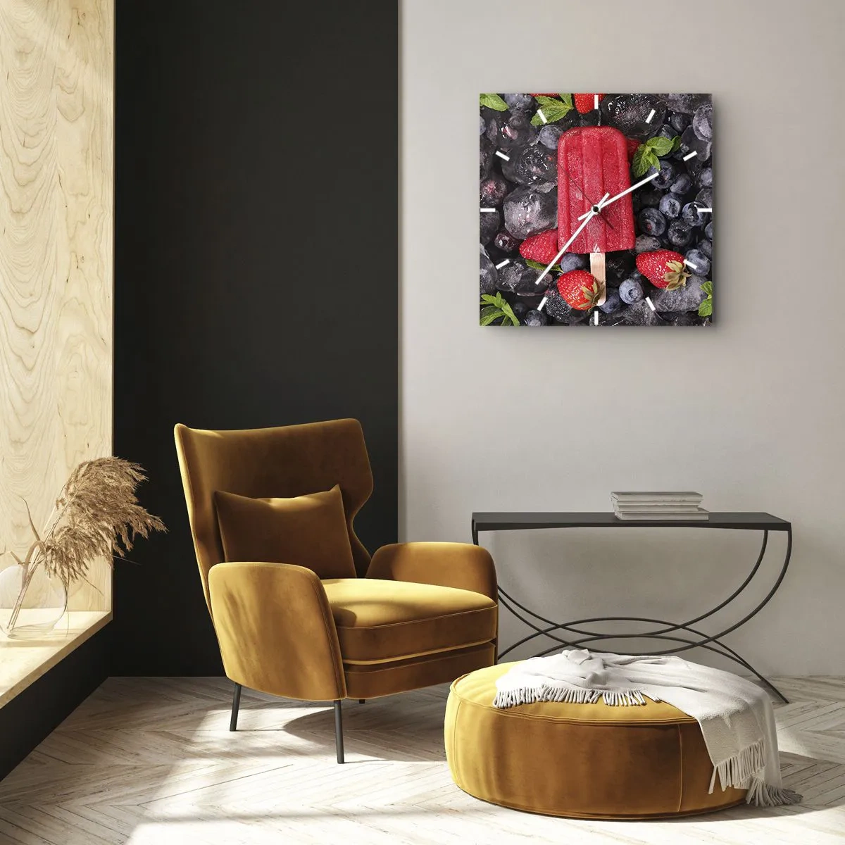 Väggklocka - Klocka på glas - En smak av varm sommar - 40x40 cm