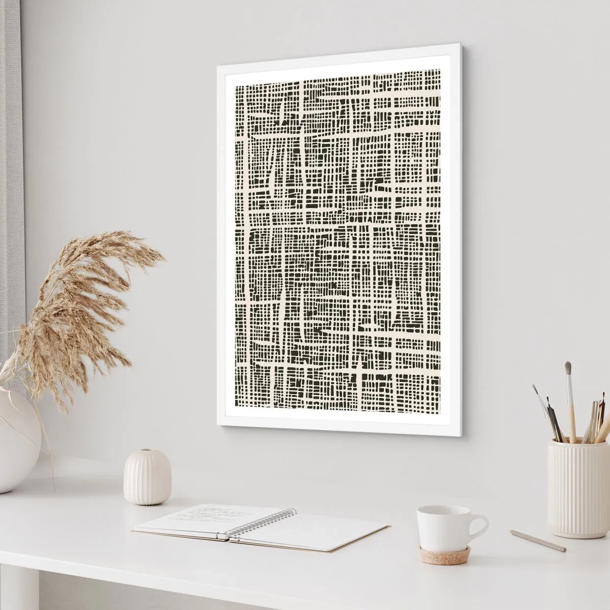 Affisch i vit ram - Vävd komposition - 61x91 cm