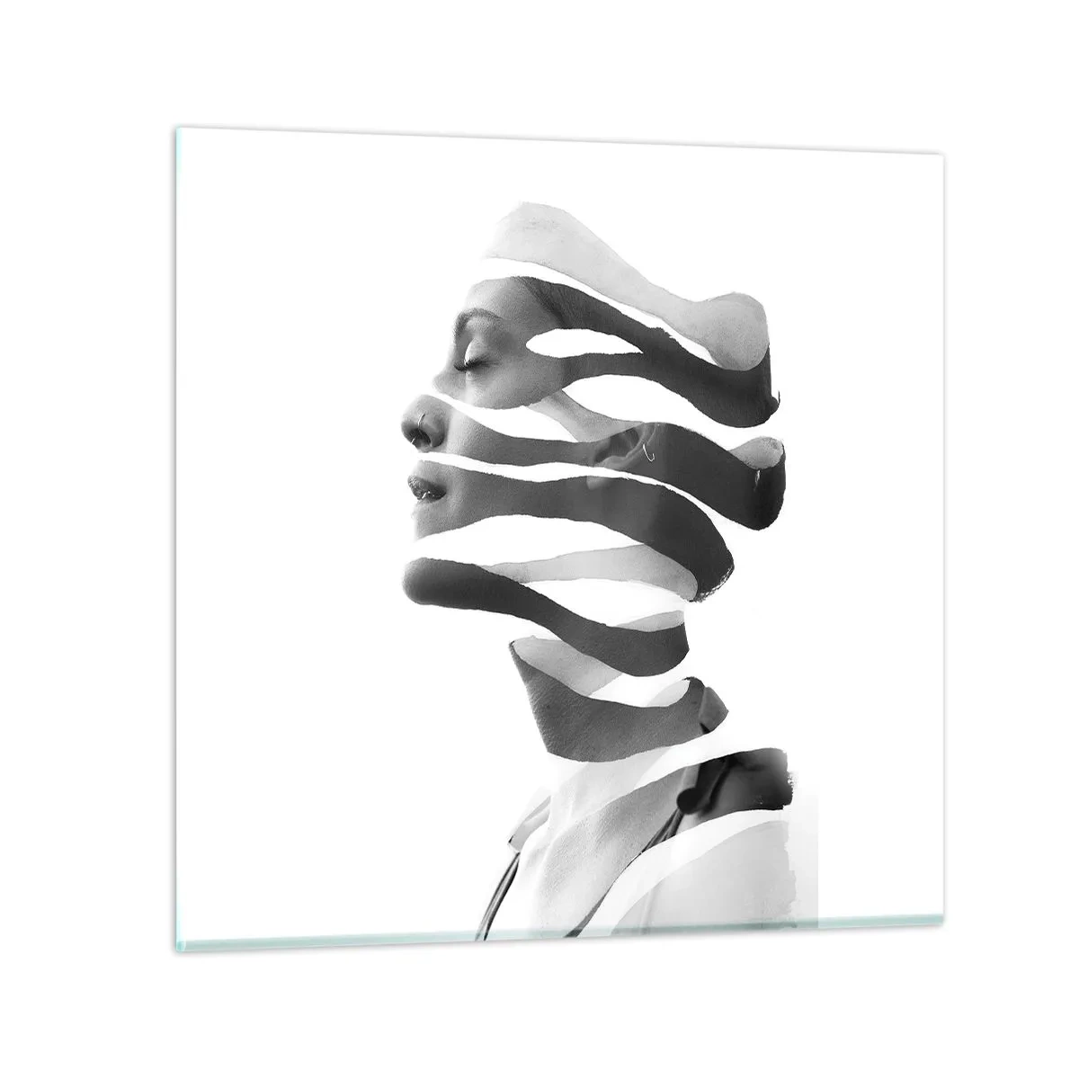 Glastavla - Bild på glas - Surrealistisk porträtt - 70x70 cm