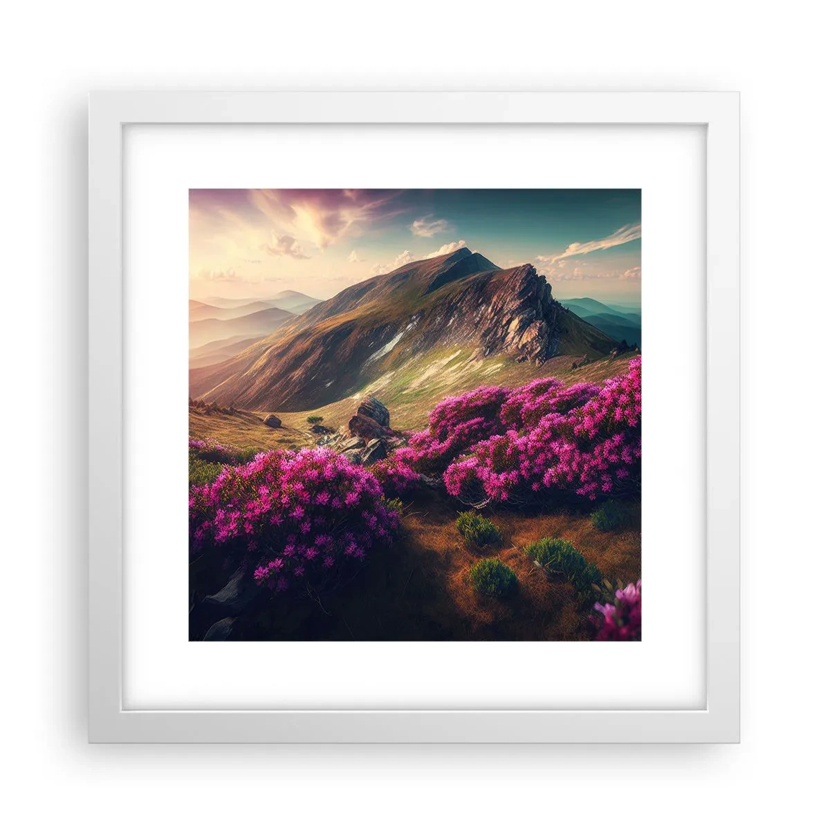 Affisch i vit ram - Sommar i fjällen - 30x30 cm