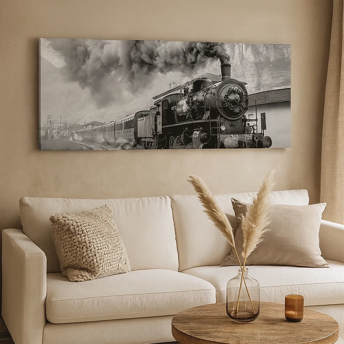 Canvastavla - Bild på duk - Det står ett lok på stationen... - 30x30 cm