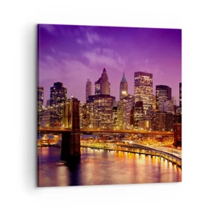 Canvastavla - Bild på duk - Manhattan i violett och guld - 60x60 cm