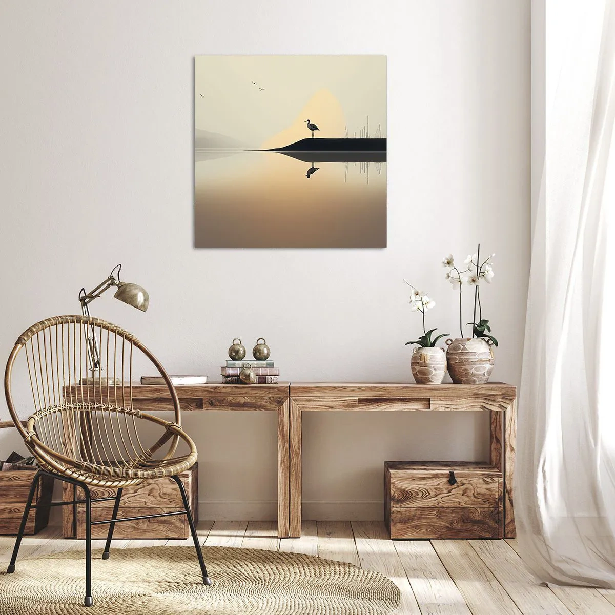 Canvastavla - Bild på duk - Herre på sjön - 60x60 cm