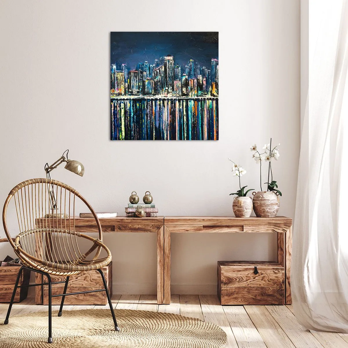 Canvastavla - Bild på duk - Ljuskaskad - 70x70 cm